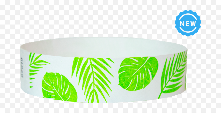 Tropical Leaves 34u201d Tyvek Wristbands - Myzone Printing Solid Png,Tropical Leaves Png