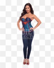 Download Adult Supergirl Fishnet Overlay Corset - Supergirl Corset Png,Fishnet Transparent Png