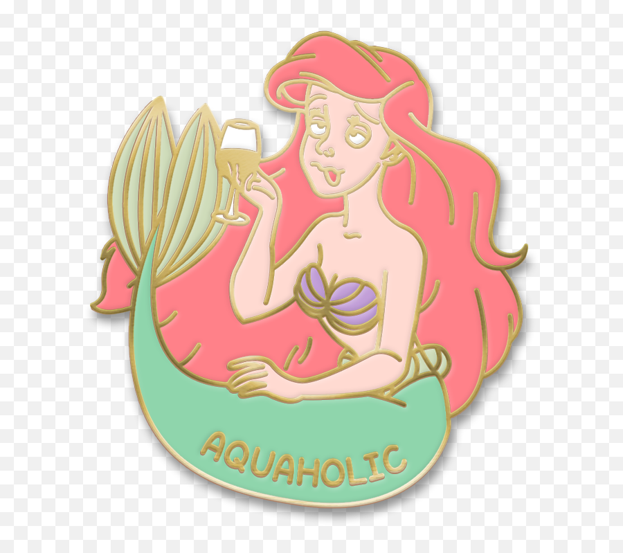 Aquaholic Enamel Pin - Little Mermaid Ariel Alcoholic Mermaid Png,Little Mermaid Icon