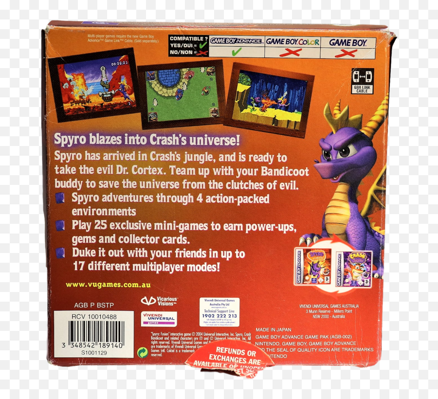 Spyro Fusion Boxed For Gameboy Advance - Complete Huguenot Flatwater James River Park System Png,Nes Cartridge Icon