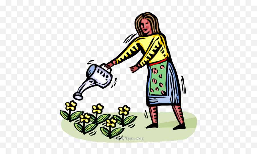 Woman Watering Plants Royalty Free Vector Clip Art - Garden Woman Clipart Png,Working Woman Icon
