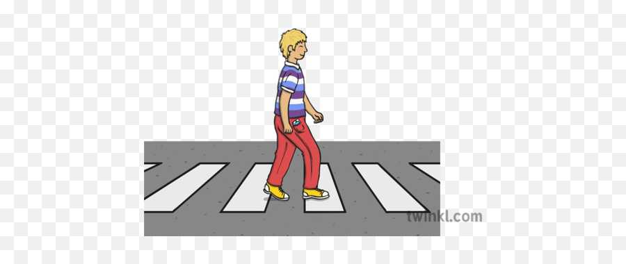 Teenager Crossing Road With Phone In Pocket Illustration - Cartoon Png,Teenager Png