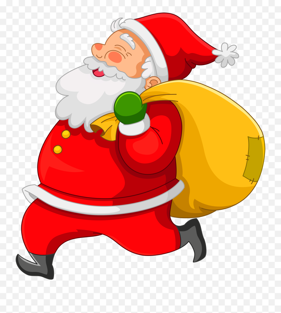 Santa Claus Clip Art - Transparent Santa With Yellow Bag Png Desenhos Relacionados A Natal,Santa Clipart Png