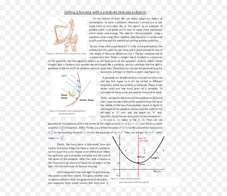 Pdf Grilling A Banana With Parabola Reduces Pollution - Document Png,Parabola Png