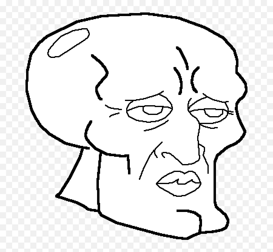 Pixilart - Handsome Squidward Base By Iversen Squidward Black And White Transparent Png,Squidward Nose Png
