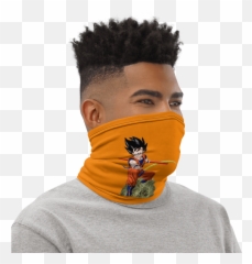 Dbz Goku Riding Weed Nug Orange Face Covering Neck Gaiter - Appalachian Trail Neck Gaiter Png,Weed Nugget Png