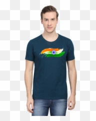 Shopoviain - India Flag Round Neck Shirt Men Shaded png