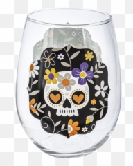 Wholesale Halloween Icon Stemless Wine Glass Set 4 Pc - Serveware png