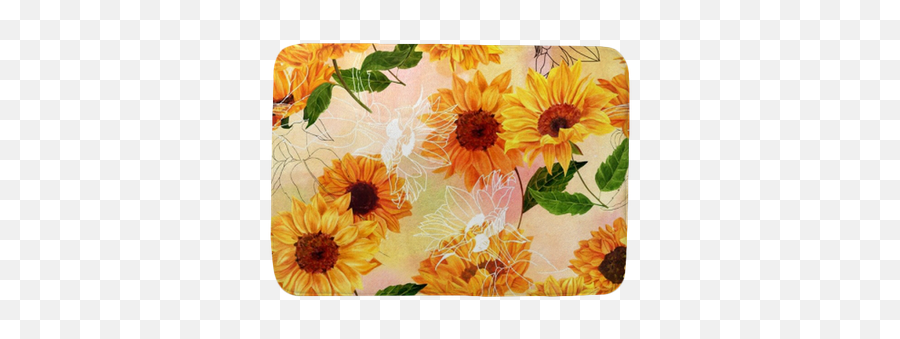 Seamless Pattern With Hand Drawn Watercolor Sunflowers Bath Mat U2022 Pixers We Live To Change - Watercolor Painting Png,Watercolor Sunflower Png