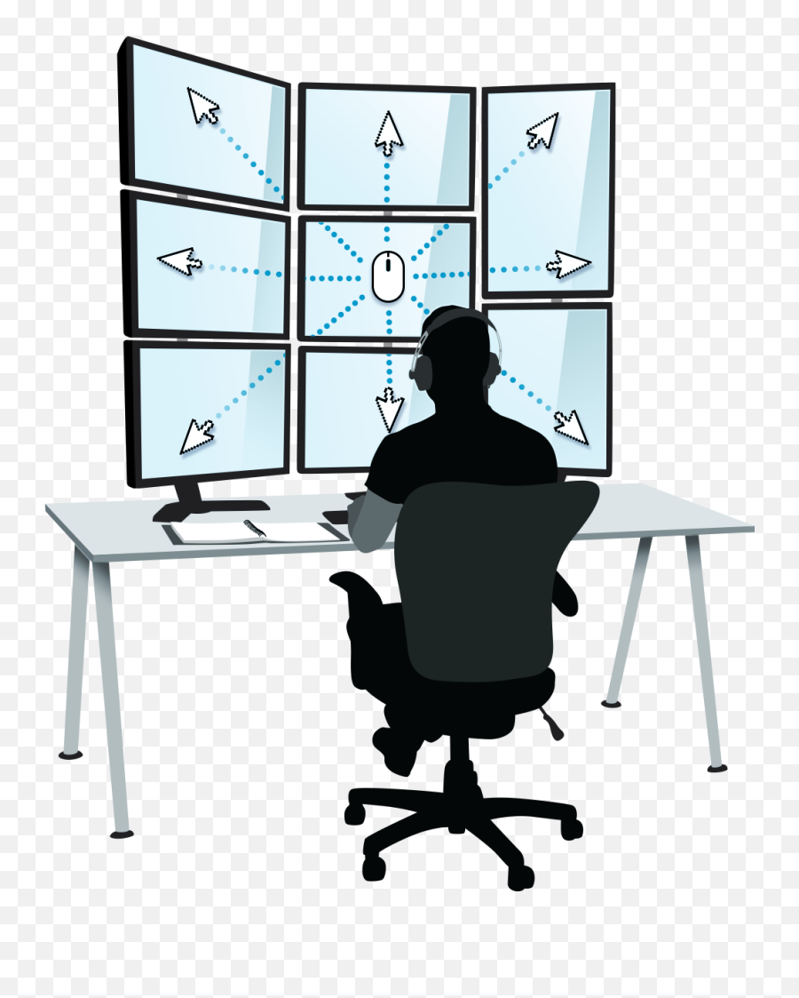 Aten Boundless Switching Corporate Headquarters - Sitting At Computer Silhouette Png,Mouse Cursor Transparent Background