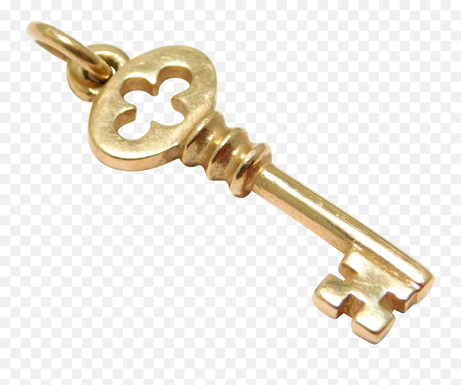 14k Yellow Gold Key Charm Just Andersen Estate Vintage - Gold Vintage Key Png,Gold Key Png