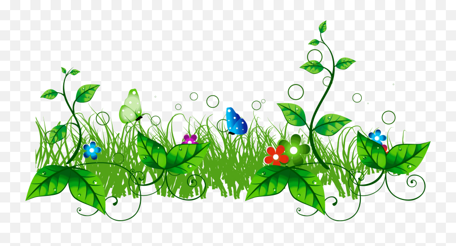 Grass With Flowers Clipart Png - Grass Flowers Clip Art Png,Floral Clipart Png