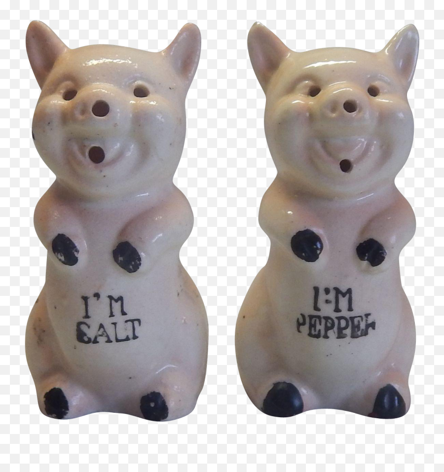 Pig Salt And Pepper Shakers Shaker Hand Painted - Figurine Png,Porky Pig Png