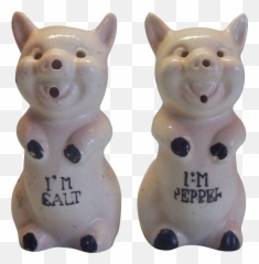 Pig Salt And Pepper Shakers Shaker Hand Painted - Figurine Png,Porky Pig Png