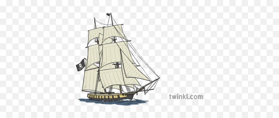 Pirate Ship 18th Century Brig Illustration - Twinkl Farm Equipments With Names Drawing Png,Pirate Ship Logo