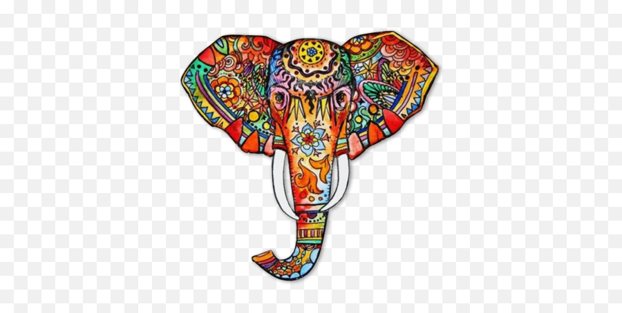 Color Digital Printed Vinyl Iron Ons - Elephant Head Colorful Artwork Png,Elephant Head Png