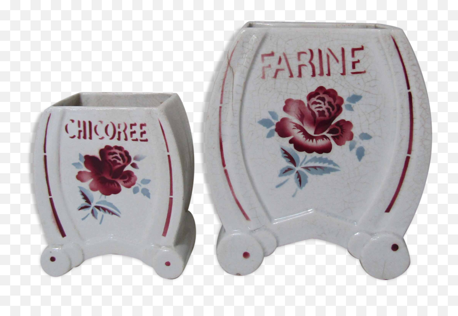 Pair Of Old Spice Jars Condiments Digoin Sarreguemines Selency - Napkin Holder Png,Old Spice Png