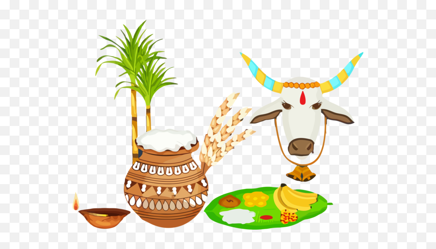 Pongal Bovine Animal Figure Cow - Goat Family For Thai Pongal Pongal Banner Png,Goat Transparent