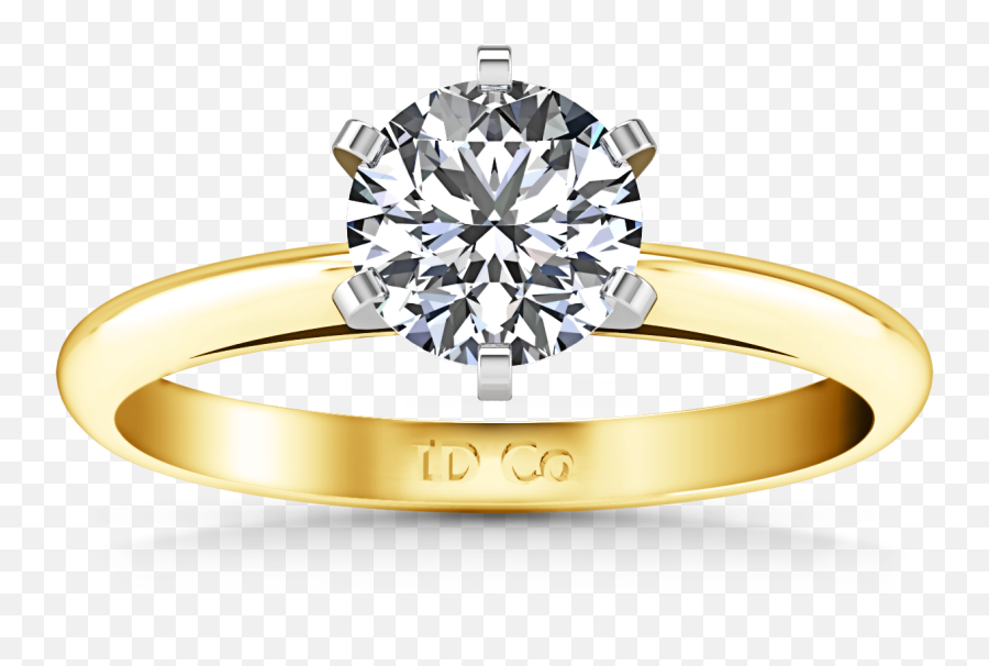 6 Prong Yellow Gold Solitaire - Engagement Ring Png,Wedding Ring Png