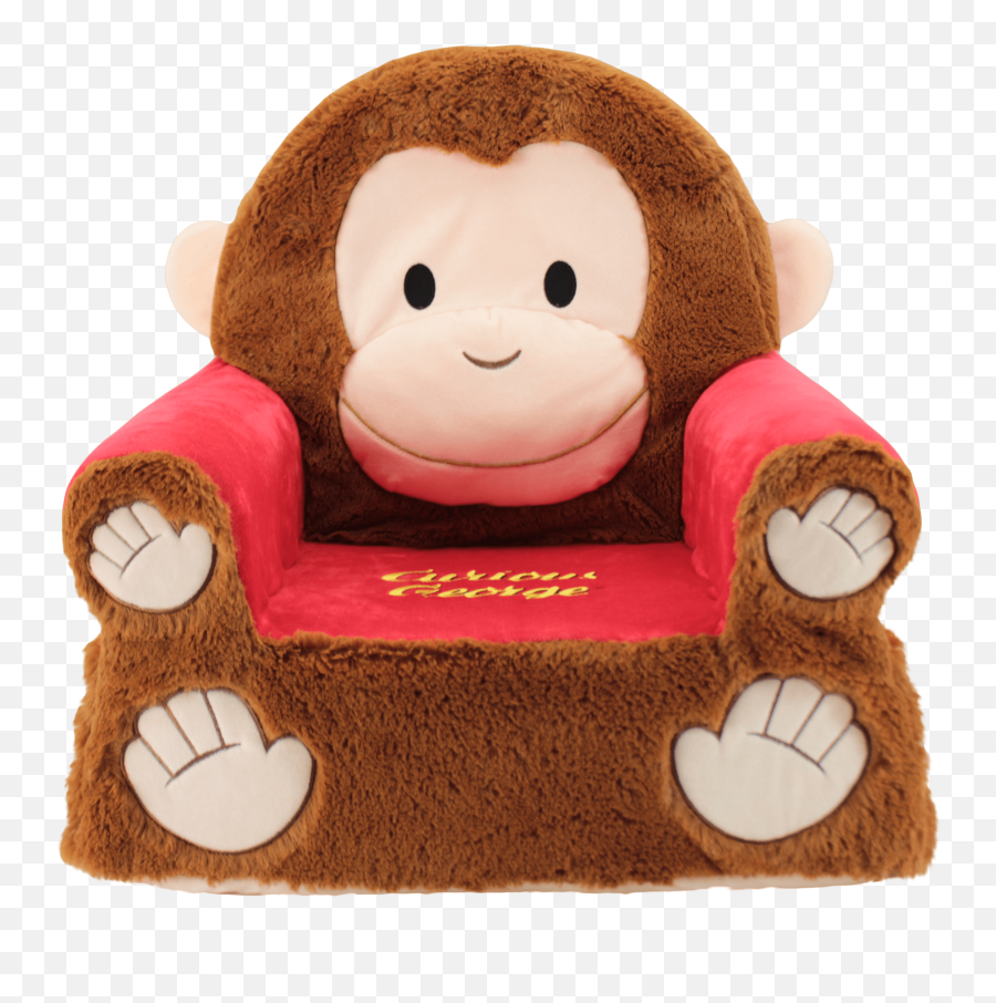 Sweet Seats Curious George Soft U0026 Plush Kids Chair 14 X 20 19 - Walmartcom Curious George Stuffed Animal With Hat Png,Curious George Png