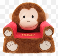 Sweet Seats Curious George Soft U0026 Plush Kids Chair 14 X 20 19 - Walmartcom Curious George Stuffed Animal With Hat Png,Curious George Png