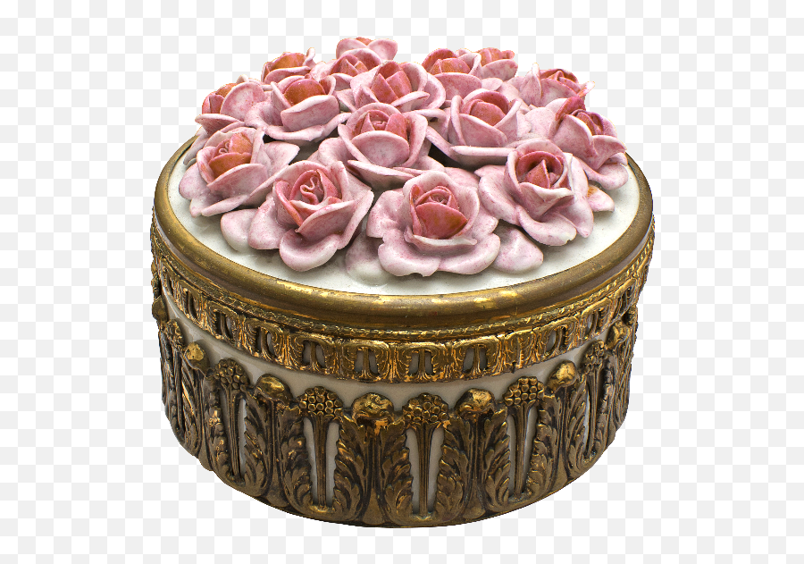 Brass Round Box With Porcelain Roses Png Isolated - Objects Garden Roses,Roses Png