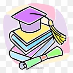 Download Graduation Cap And School Books Royalty Free Vector - Clipart Colourful png