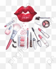 Makeup Clipart Watercolor - Transparent Background Makeup Png,Makeup Transparent Background
