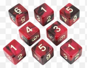 Red And Brown Marble 8 D6 Dice Set - png