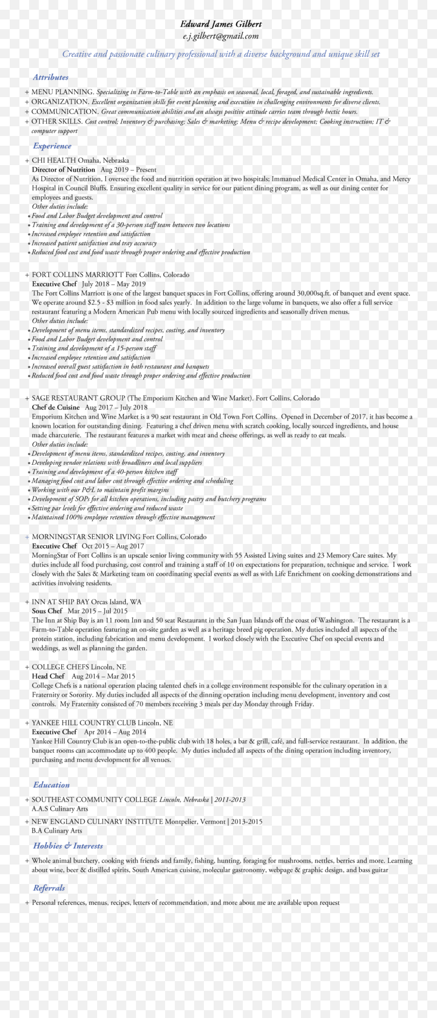 Resume U2014 Edward Gilbert - Document Png,Resume Png