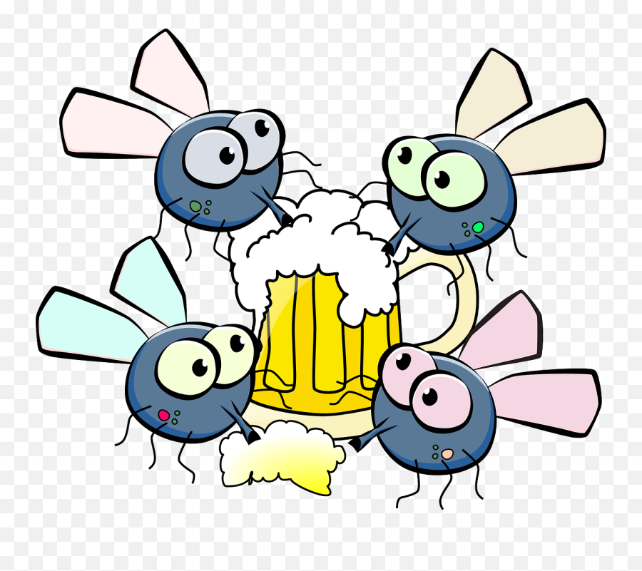 Flies Drinking Beer Vector Illustration Free Svg Png