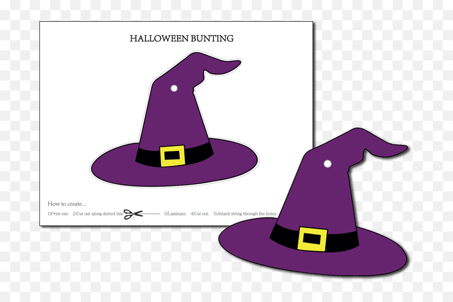 Printable - Halloween Bunting Hat Fellowes Cut Out Halloween Decorations Print Png,Witches Hat Png
