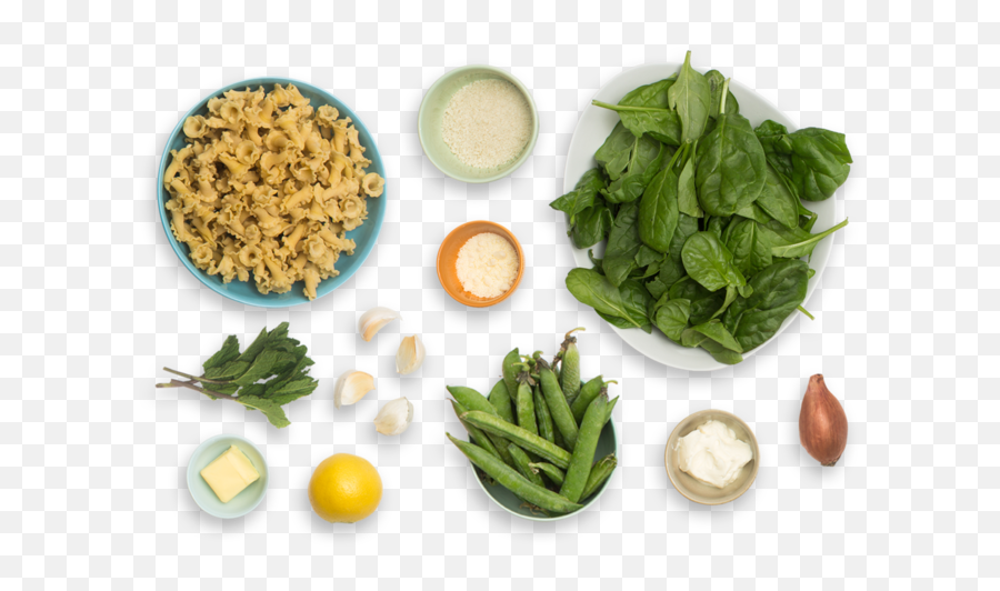 Download Hd Creamy Lemon Pasta With English Peas Mint - Garlic Png Top View,Spinach Png