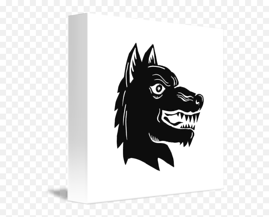 Angry Wolf Head Side Woodcut By Aloysius Patrimonio - Woodcut Png,Wolf Head Png