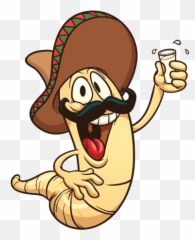 Drinking Clipart Worm - Tequila Full Size PNG Caricaturas De Botella