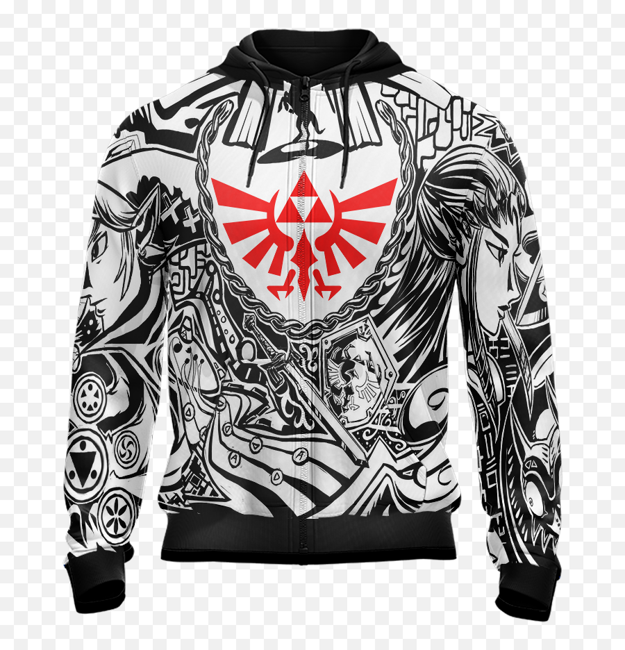 Legend Of Zelda Hylian Shield Game Version Unisex Zip Up - Legend Of Zelda Png,Hylian Shield Png