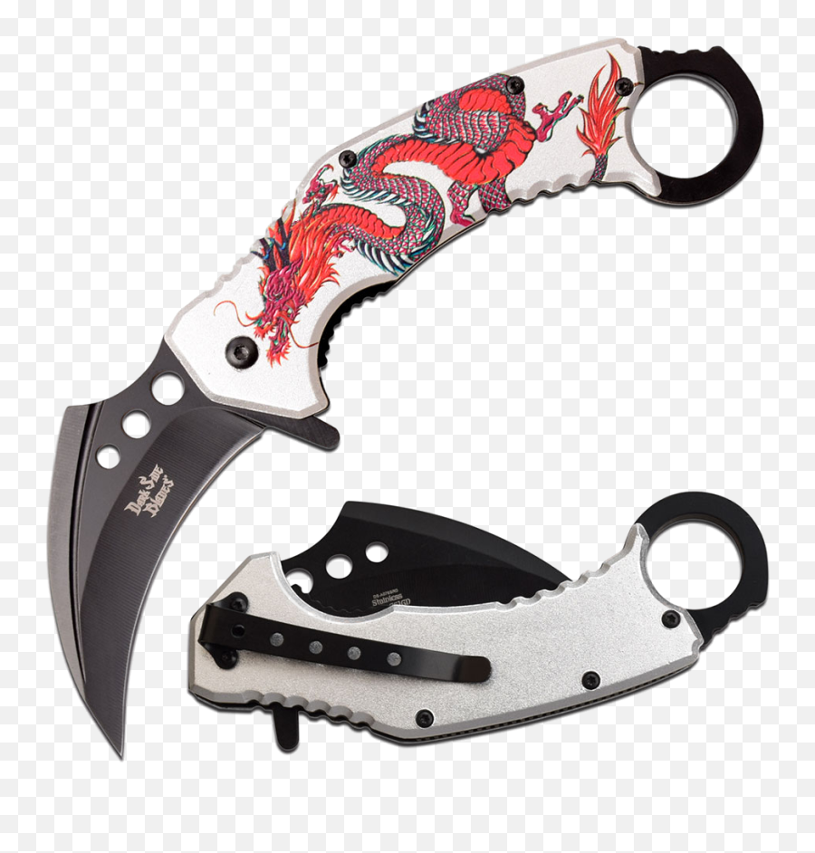 Dark Side Karambit Dragon White Handle - Utility Knife Png,Karambit Png