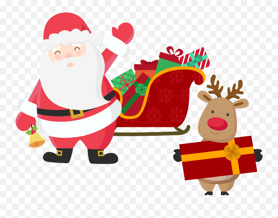 Download Elk Rudolph Claus Reindeer - Santa Sleigh Clipart Png,Santa And  Reindeer Png - free transparent png images 