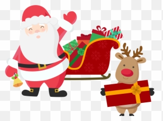 Download Elk Rudolph Claus Reindeer - Santa Sleigh Clipart Png