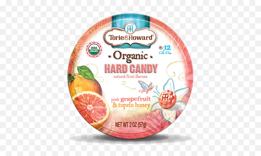 Pink Grapefruit U0026 Tupelo Honey Organic Hard Candy 2oz Tin - Torie And Howard Pomegranate And Nectarine Hard Candy Png,Grapefruit Png