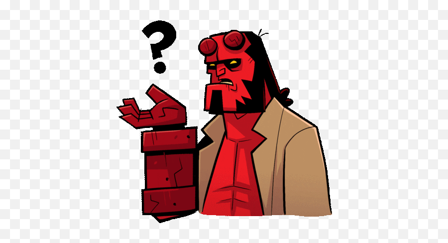Hellboy What Question Sticker Gif - Animated Gif Gif Question Mark Png,Question Mark Gif Transparent