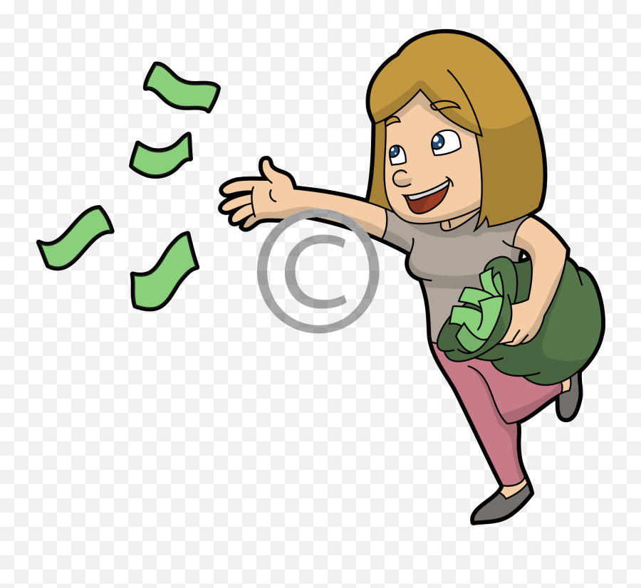 Download Women With Money - Cartoon Full Size Png Image,Cartoon Money Png