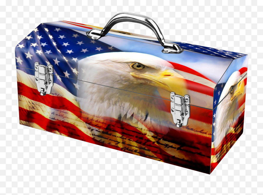 American Flag Eagle Portrat Steel Box - American Flag Toolbox Png,American Flag Eagle Png