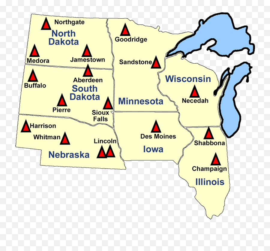 Middle North Group Map Atmospheric Turbulence U0026 Diffusion - Middle North States Map Png,North Dakota Icon