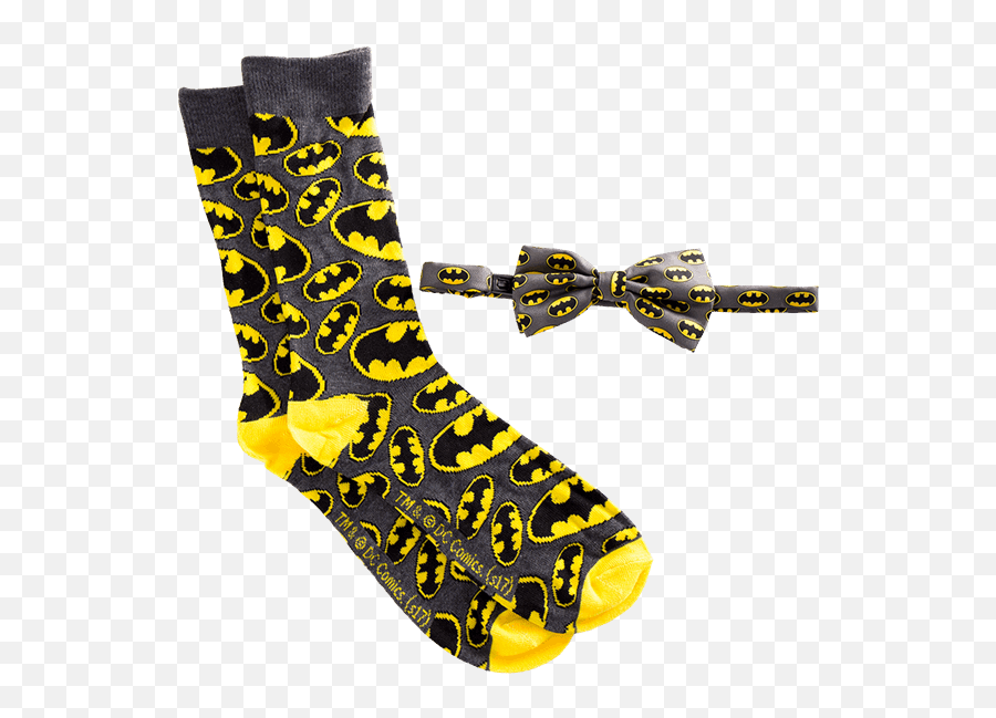 Dc Comics - Batman Logo Socks U0026 Bowtie Gift Pack Sock Png,Batman Logo Outline