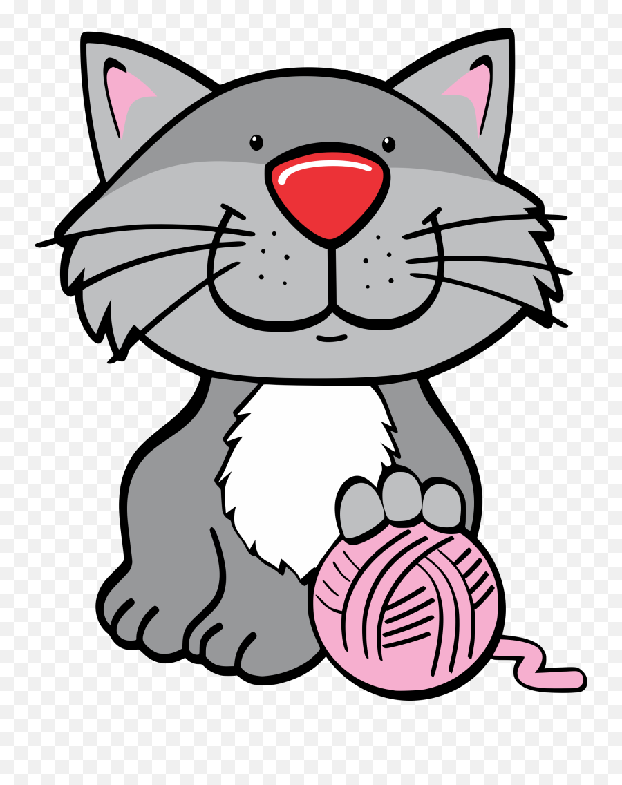 Kitty Clipart Ball Yarn - Cat With Ball Of Yarn Clipart Png,Ball Of Yarn Png