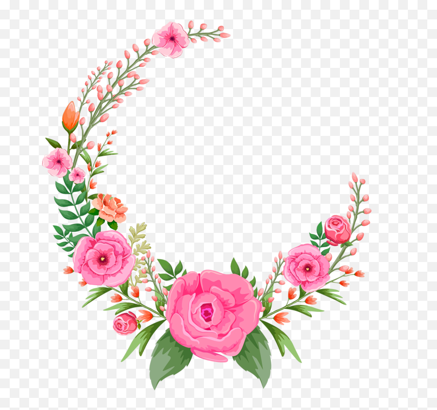 Download Pink Rose Flowers Flower Frame Free Hd Image - Floral Circle Frame Png,Pink Rose Transparent Background