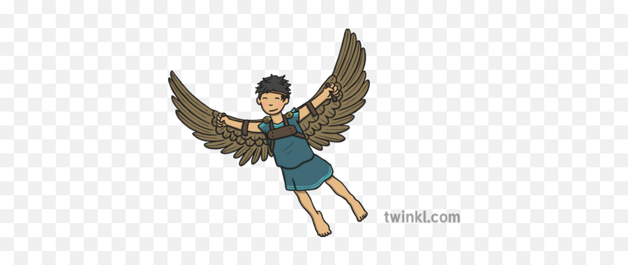 Icarus With Wings Illustration - Twinkl Icarus Cartoon Png,Cartoon Wings Png