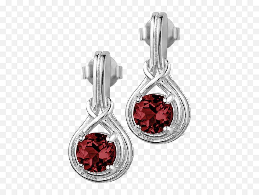 Ear Stud Sterling Silver With Garnet - Solid Png,Garnet Transparent