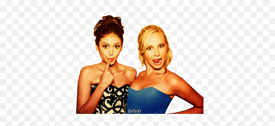 Download Hd Nina Dobrev And Candice - Vampire Diaries Black And White Png,Candice Accola Png